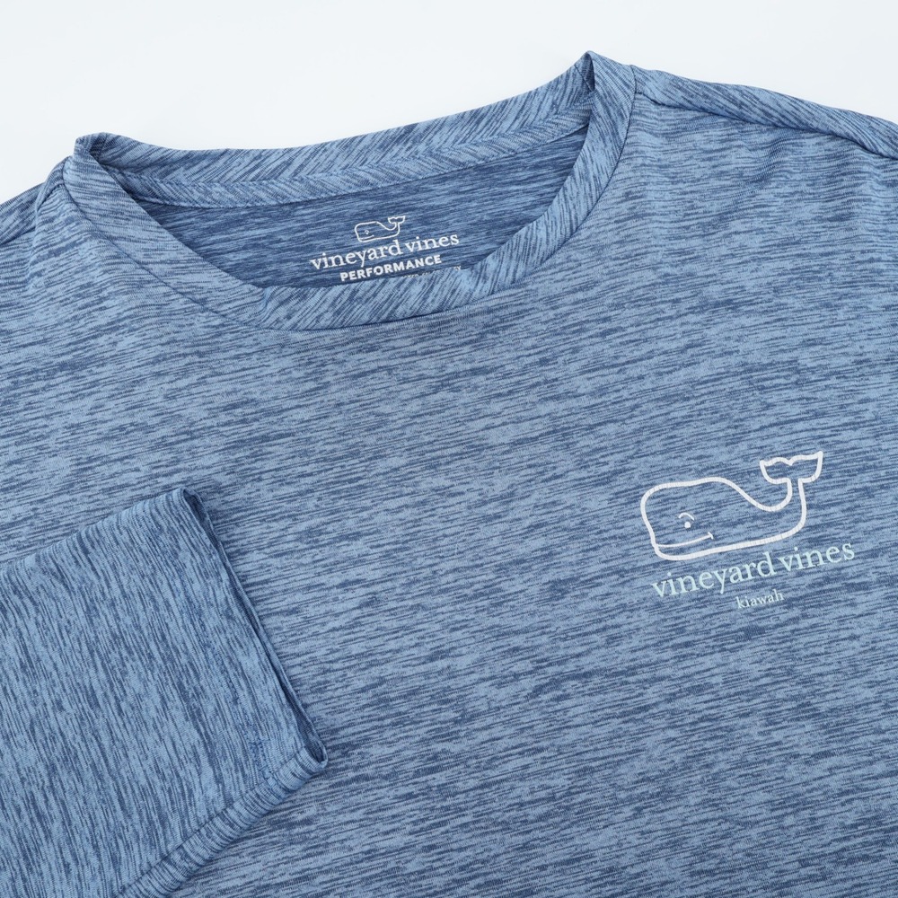 Vineyard Vines‎  Kiawah Performance Long Sleeve T Shirt Whale Logo Blue Men's M